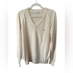 Vintage 1980’s Christian Dior Monsieur Cream V-Neck Sweater, Size M
